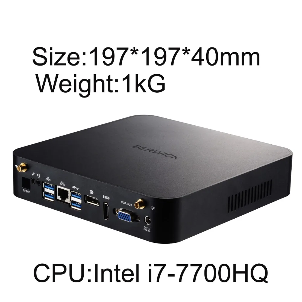 Бервик M3B Мини ПК Intel Core i7 7700HQ плюс 2 8 ГГц до 3 мини htpc компьютер 802.11AC WI FI gigabit 240 г SSD +