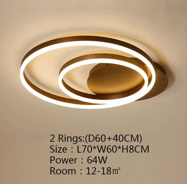 2 Rings D60 40cm Новое поступление, креативные кольца, современные светодиодные потолочные лампы для гостиной, спальни, комнаты, светодиодные лампы lamparas de techo, потолочные светильники - Цвет корпуса: 2 Rings D60 40cm