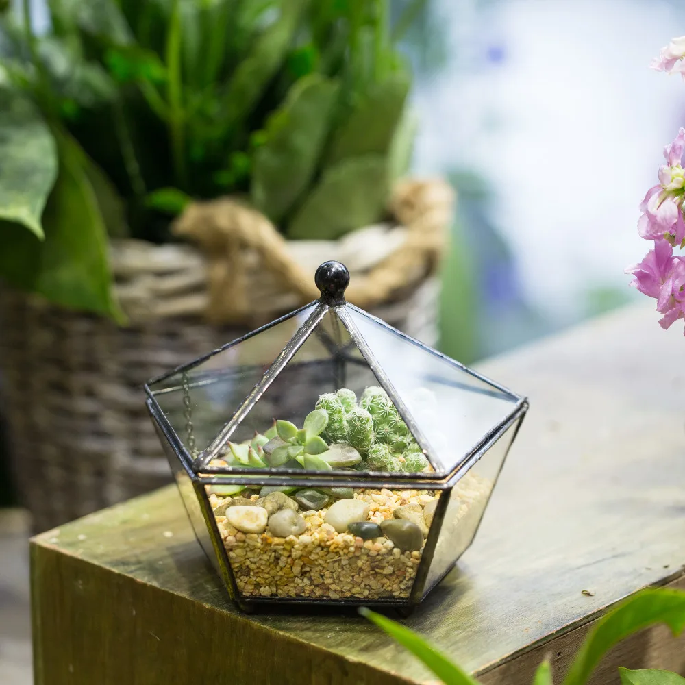 

Modern Garden Indoor Plant Flowerpot Handmade Geometric Glass Terrarium Tabletop Succulent Flower Pot Home Wedding Decor Planter