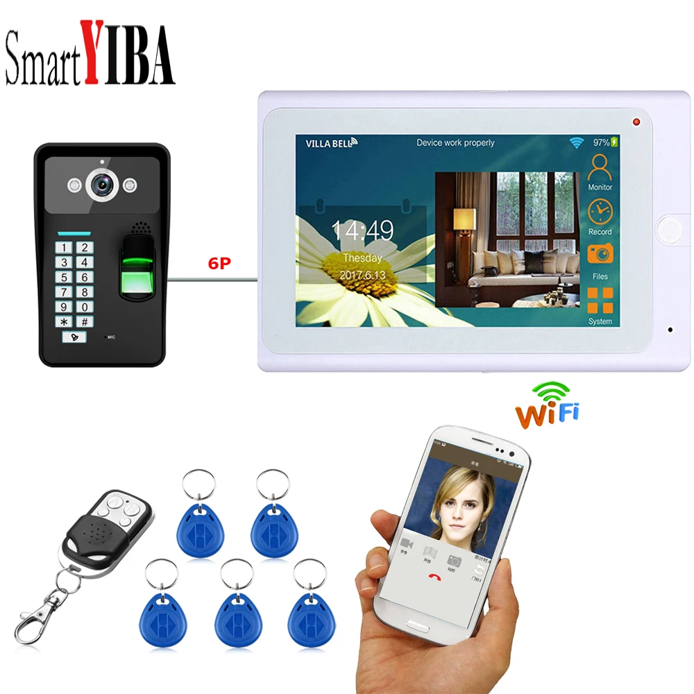 SmartYIBA домофоны для личных домов видеодомофон отпечаток пальца разблокировка приложение удаленный IOS Android IP домофон видео дверной звонок Wifi