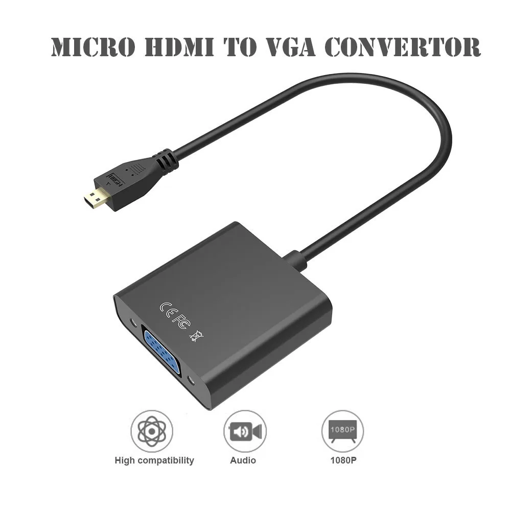 Robotsky 1080P микро HDMI к VGA аудио конвертер адаптер кабель мужчин и женщин для HD HDTV ПК ноутбук xbox PS3 PS4 камера планшет