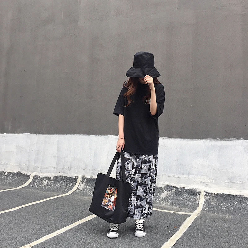 YouGeMan Jupe Femme Летняя женская длинная юбка корейский стиль Ulzzang Harajuku винтажный принт уличная высокая талия юбки женские