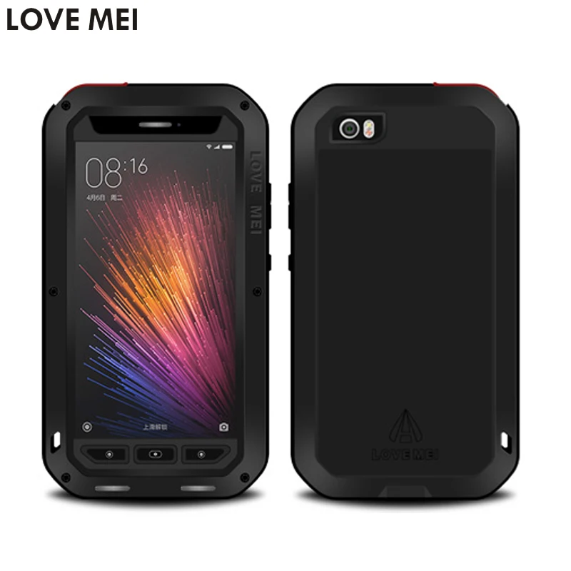 For Xiaomi M5 Mi5 Prime Pro 5.15 Waterproof Shockproof Case Original LOVE MEI Powerful Gorilla Toughened Glass Hard Metal Cover