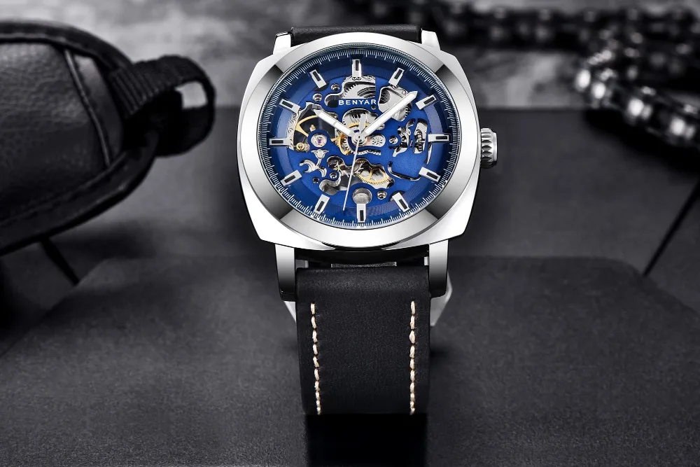 BENYAR Новые автоматические часы со скелетом мужские водонепроницаемые s Tourbillon механические часы Топ бренд Роскошные наручные часы Relogio
