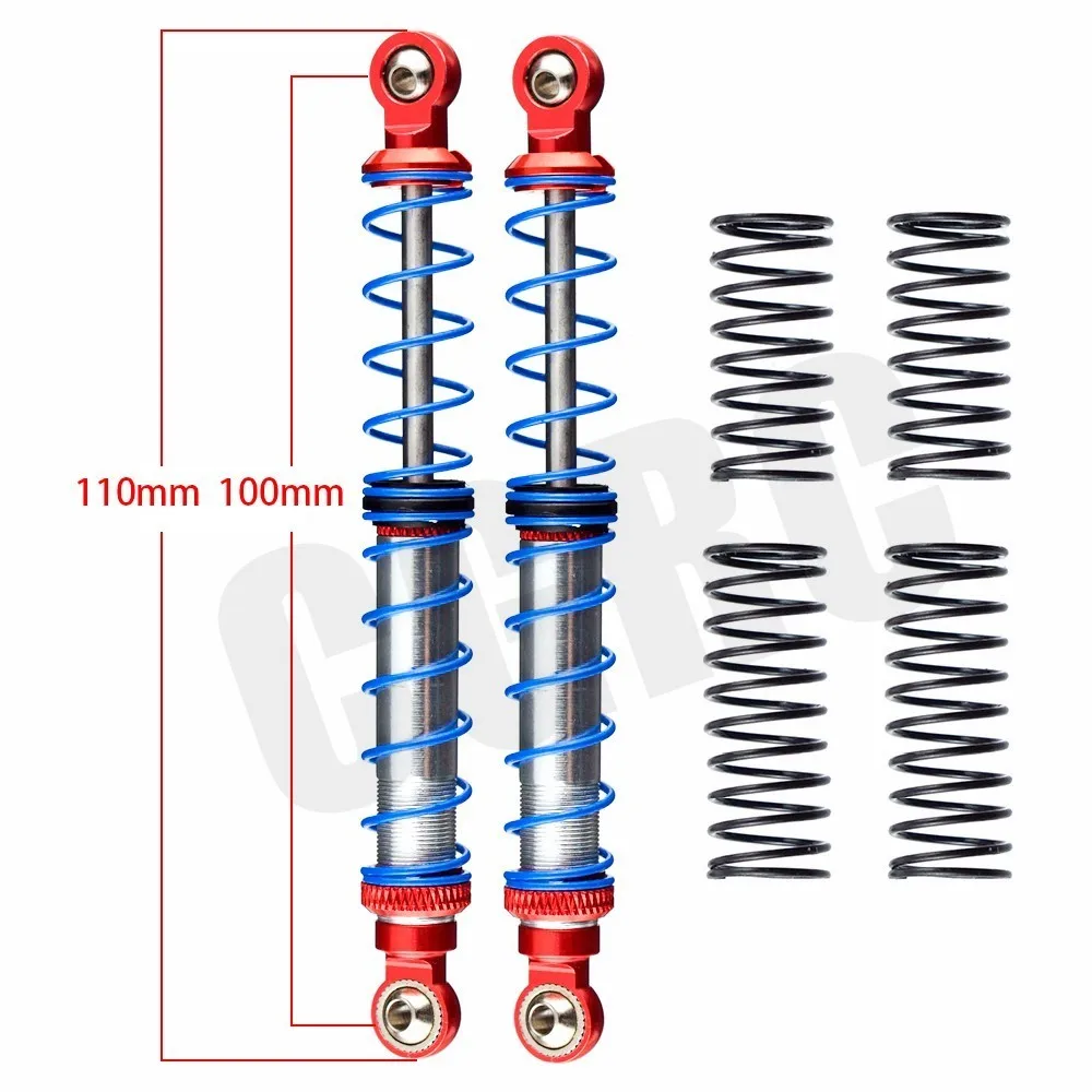 110mm 2pcs Масляный Регулируемый 80 мм, 90 мм, 100 мм, 110 мм, 120 мм, металлический амортизатор для 1/10 RC автомобилей, запчасти для грузовиков, гусеничный осевой SCX10 TRX4 D90 - Цвет: 110mm 2pcs