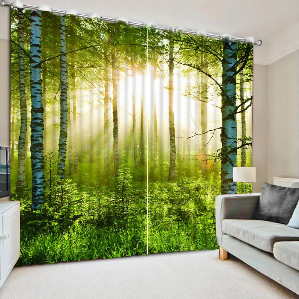 

customize 2019 new window curtains Sunshine forest Blackout 3D Window Curtains For Living Room Bedroom curtains 3D