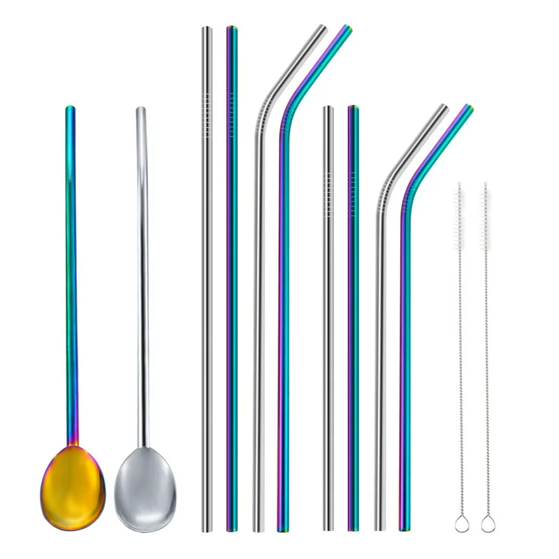 Hoomall соломинки из нержавеющей стали Экологичные многоразовые прямые изогнутая