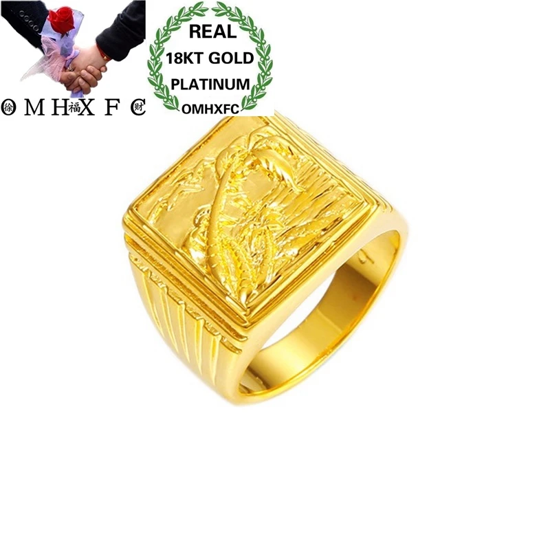 

OMHXFC Оптовая Европейская мода горячие ювелирные изделия Мужчины Вечеринка день рождения свадебный подарок винтажное квадратное 18KT Золотое ...