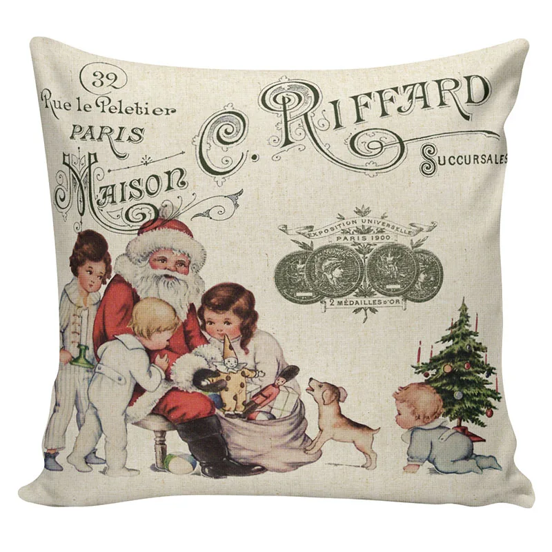 Рождественская серия с мультяшным Санта Клаусом елка Наволочка на подушки из