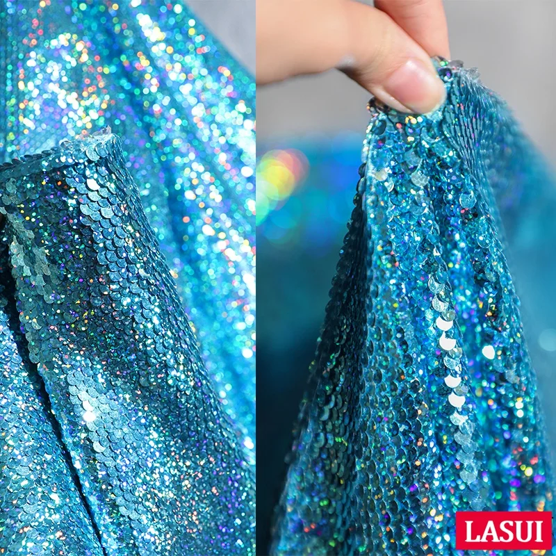 LASUI Новый 1 ярд = шт. W0131 Высокая класс esigner ткань f: кристально голубой двусторонний