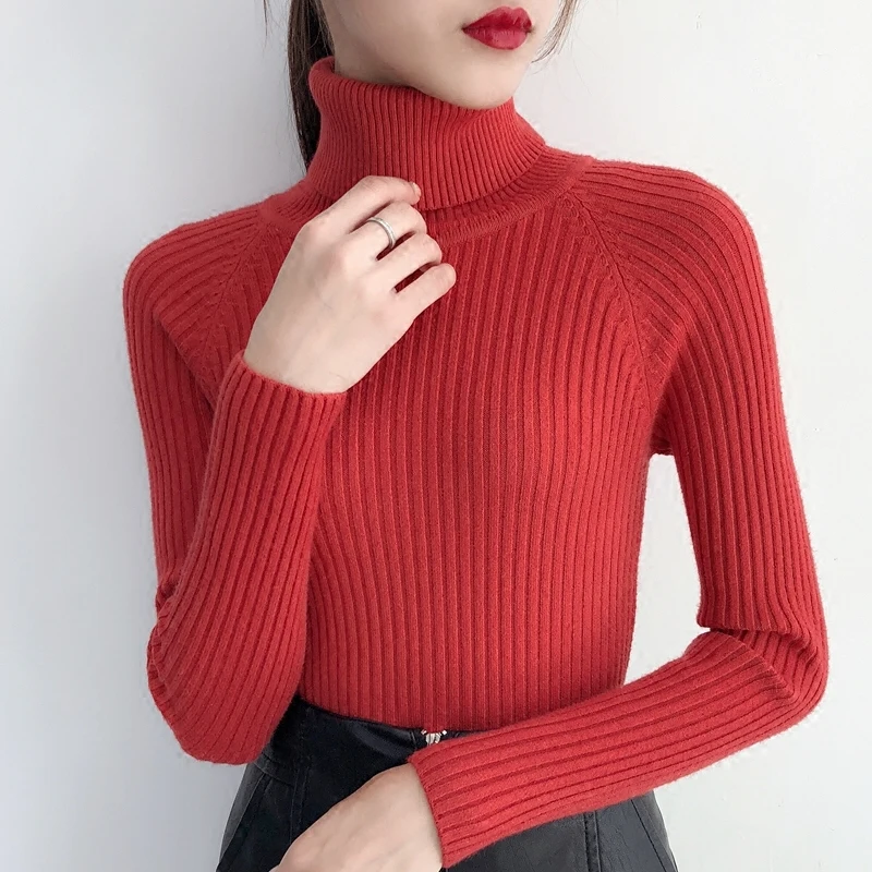 2019 New Women Fashion Thicken Sweater Pullover Slim Stretch Knit Explosion Turtleneck Complete color welcome to | Женская одежда