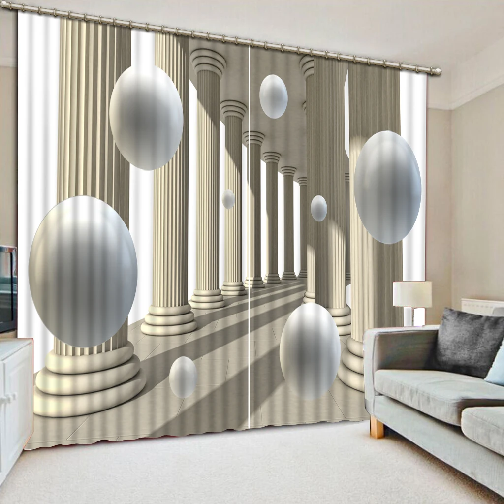 

customize photo curtains stereoscopic 3d curtain for living room bedroom european Marble pillar window curtains
