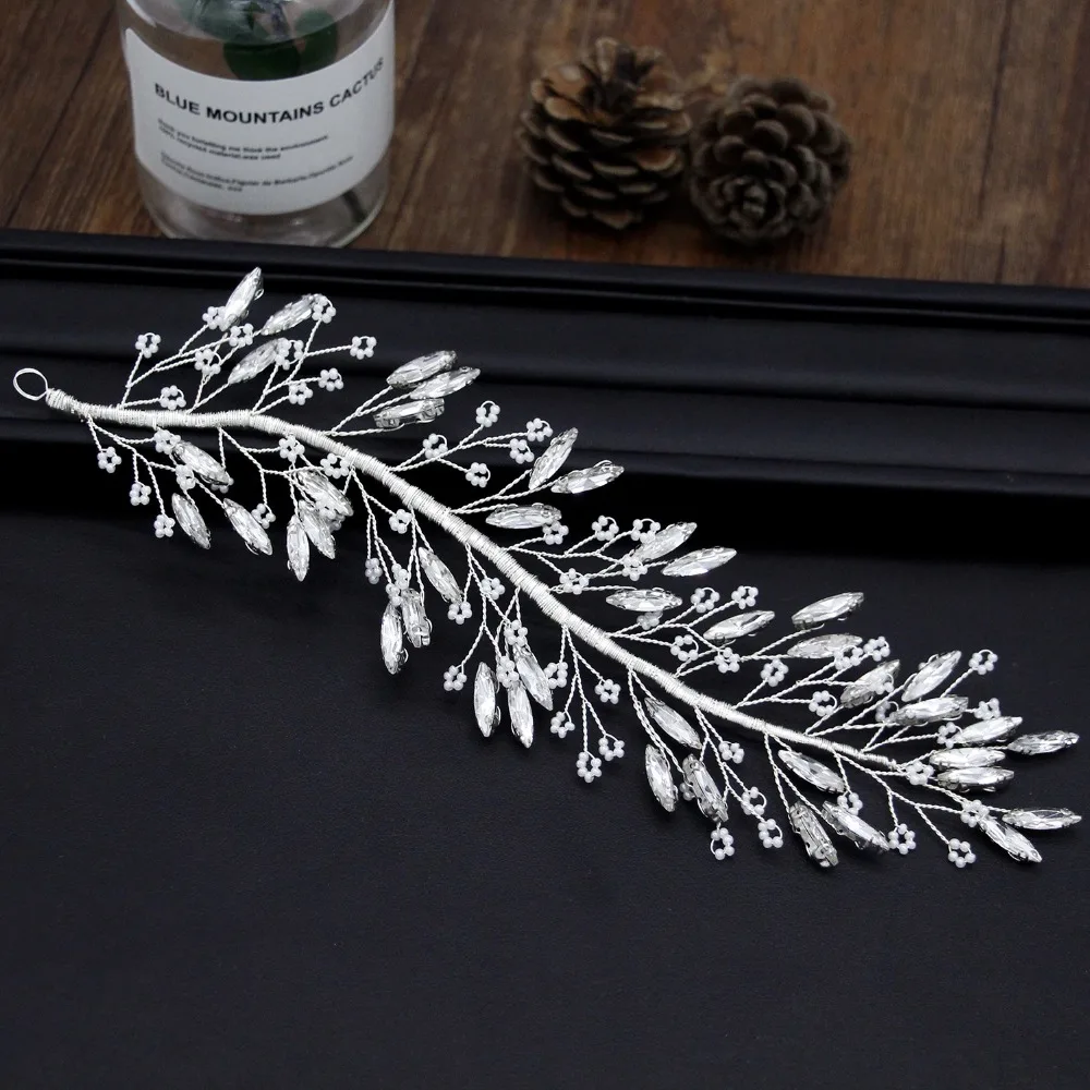 Pant Crystal Bride Hair Accessories Rhinestone Bridal Headpiece Silver Color Hairbands Wedding Pearl Headbands | Украшения и