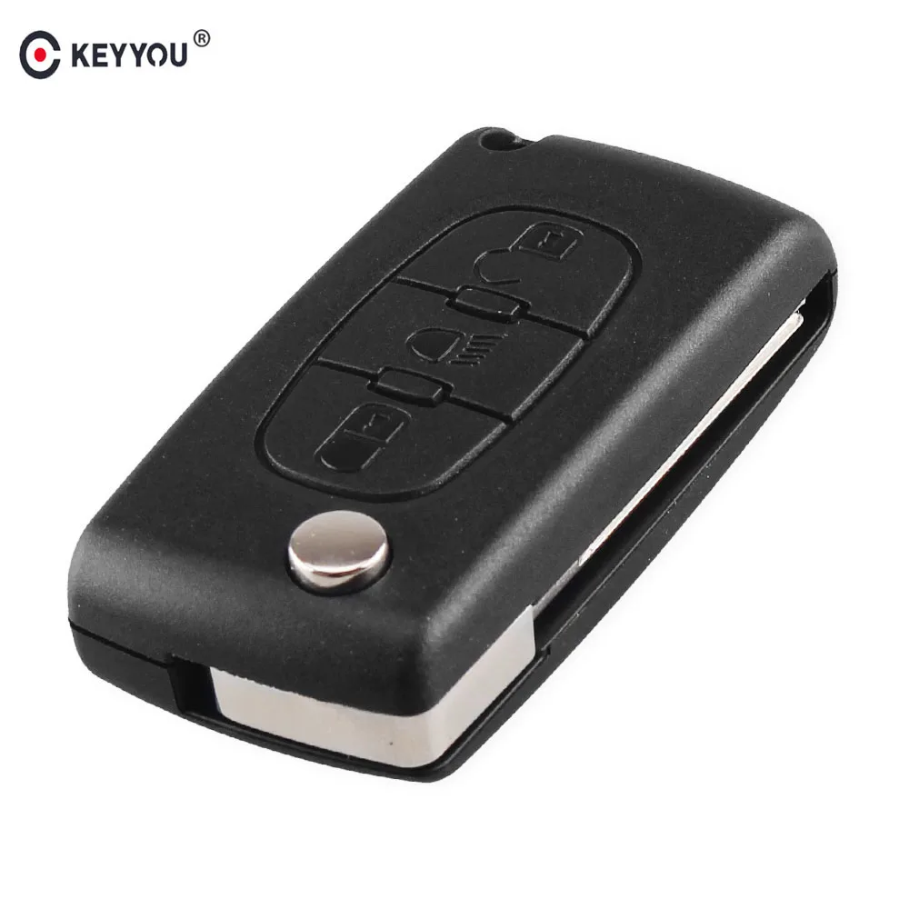 

KEYYOU для PEUGEOT 207 406 307 308 408 107, складной чехол для дистанционного ключа от машины с 3 кнопками, чехол для замены Fob VA2/HU83 Blade