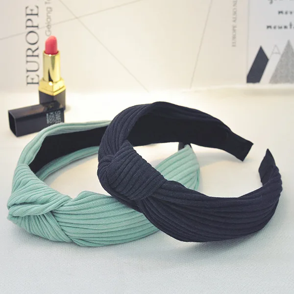 Women Girls Fashion Velvet Knitted Korean Solid Bezel Hairband Hair Accessories Elegant Cross Headband Ornament For Female Girls