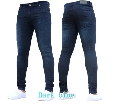 

Men Jeans Hip Hop Trousers Pants Solid Color Jeans Slim Fit Pencil Pants Jeans Men Clothes Stretch Jeans