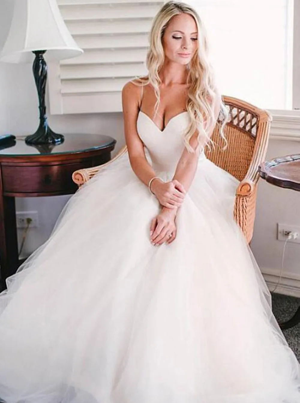 ZL1029 New Charming Spaghetti Straps Lace Tulle Ball Gown Wedding Dresses Bridal Gowns Celebrity vestido De Noiva robe de mariee | Свадьбы и