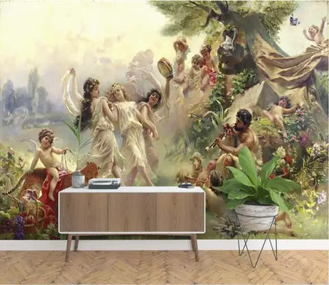 Пользовательские обои 3D стерео фото роспись Европейская классическая картина маслом Ангел рай вечевечерние Фотообои