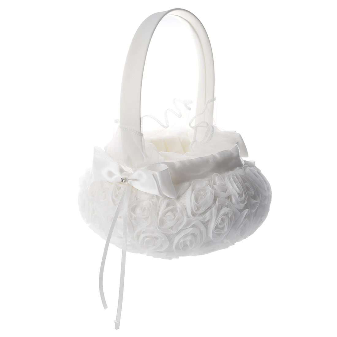 Атласная Свадебная Цветочная корзина для Девочек (C) белая|flower basket|wedding flowerssatin wedding
