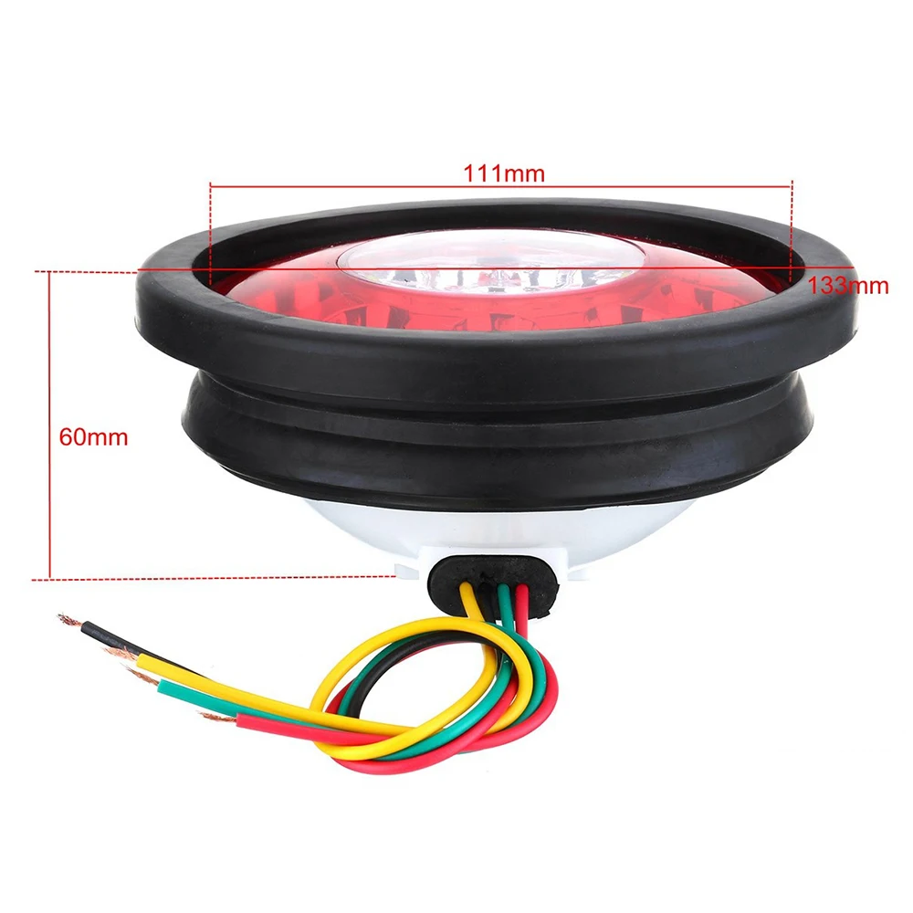 

1 Pair 19 LEDs Car Rear Tail Lights Red Yellow Round Rubber Stop Brake Lamp for 12V 24V Truck Trailer Lorry