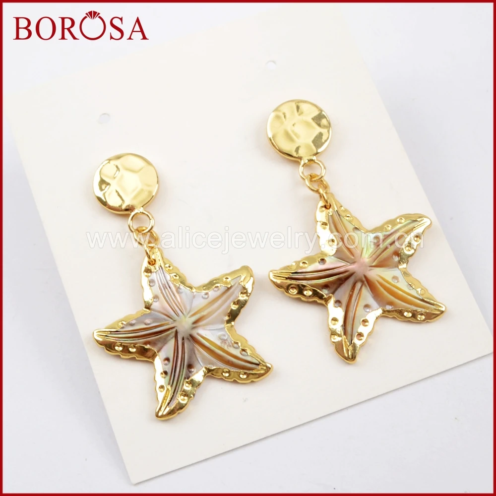 BOROSA 5 пар золотая Радужная натуральная морская звезда форма с золотой монетой