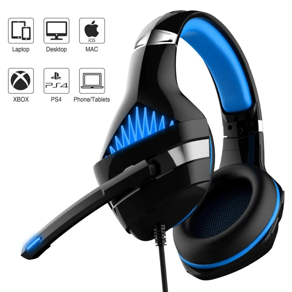 Beexcellent GM-5 игровая гарнитура для PS4 ПК Xbox One стерео объемный звук над ухом шумоподавление наушники с микрофоном светодиодный светильник