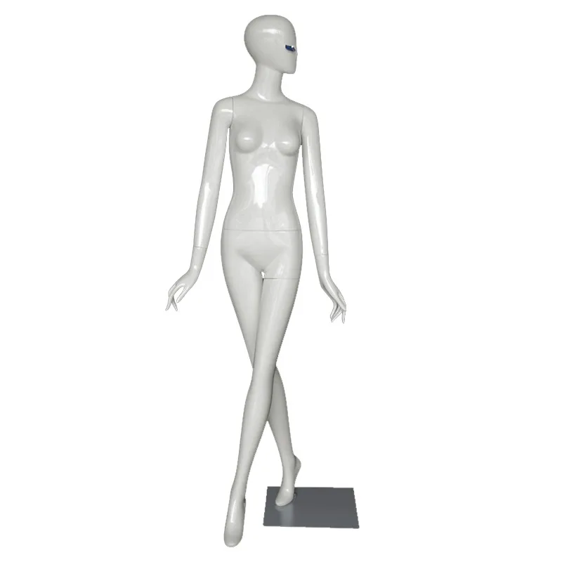 Женский манекен с абстрактной головкой из FRP всего тела белый наклонной вилкой
