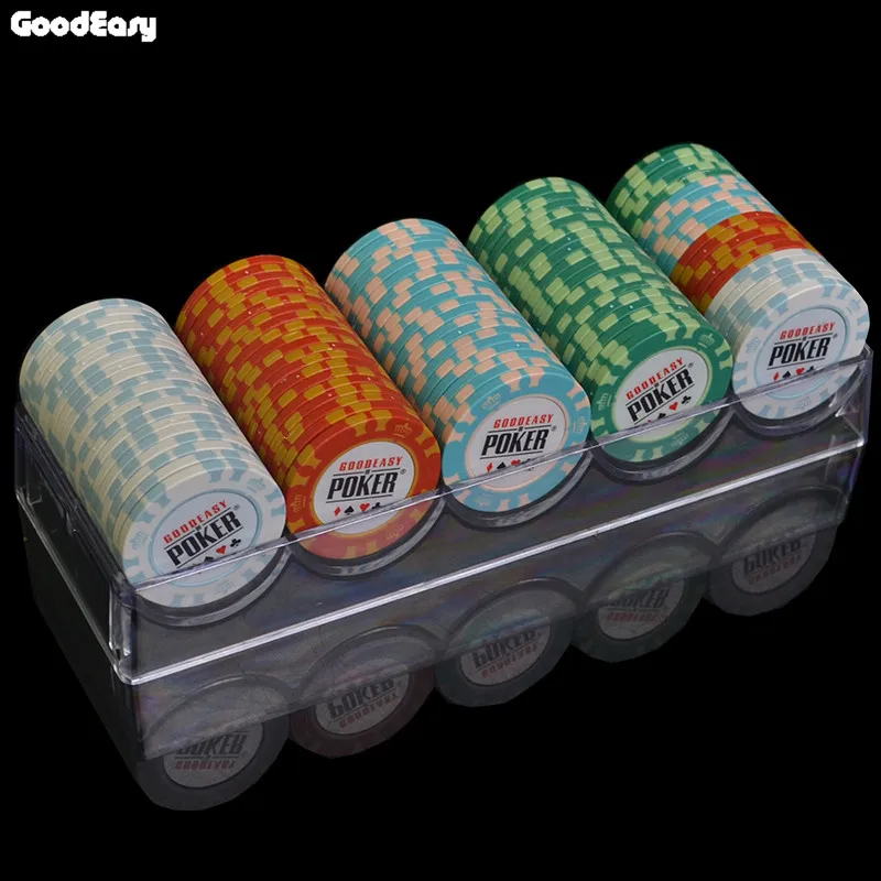 100pcs without lid 100 шт/200 шт./компл. казино Корона покер набор фишек для покера Техасский Hold'em баккарат Фишки с акриловый поднос для развлечения Вечерние игры - Цвет: 100pcs without lid