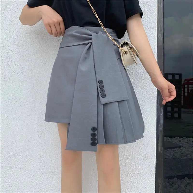 Облегающая Асимметричная трапециевидная юбка Hzirip с высокой талией Корейская