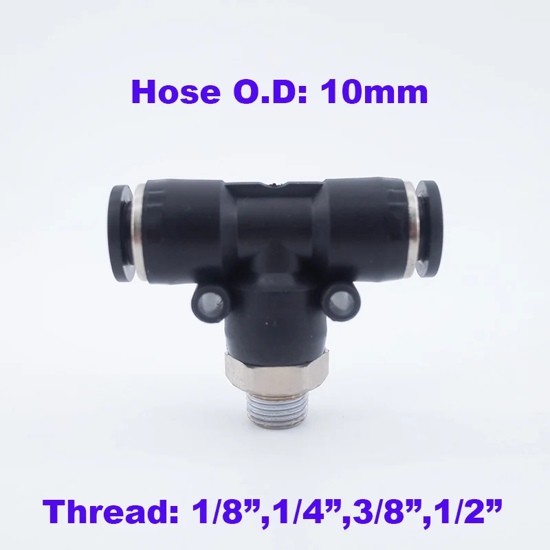 Разъем GOGO 3 ходовой tee air fitting 10 мм резьба 1/8 1/4 3/8 1/2 дюйма пневматический