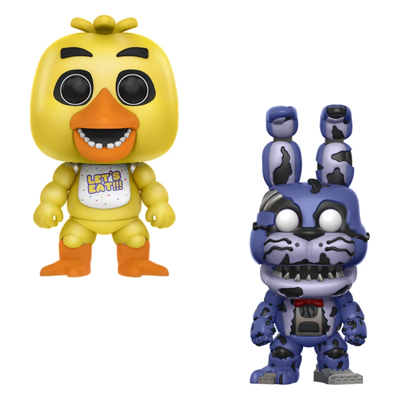 2PCS 2 шт./компл. Five Nights At Freddy's» «пять ночей у Фредди» Игрушки FNAF ПВХ фигурки Куклы Бонни и Чика Фокси» из мультфильма для мальчика, с принтом Фредди 5 Fazbear кукол с принтом "Кошмар медведь - Цвет: 2PCS