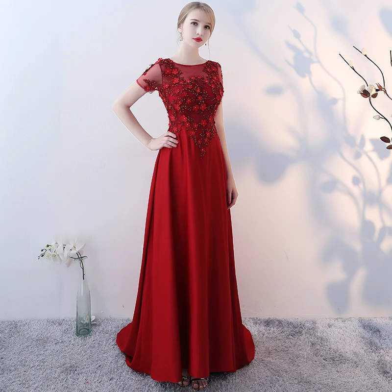 SSYFashion Новое роскошное атласное длинное вечернее платье невесты элегантное