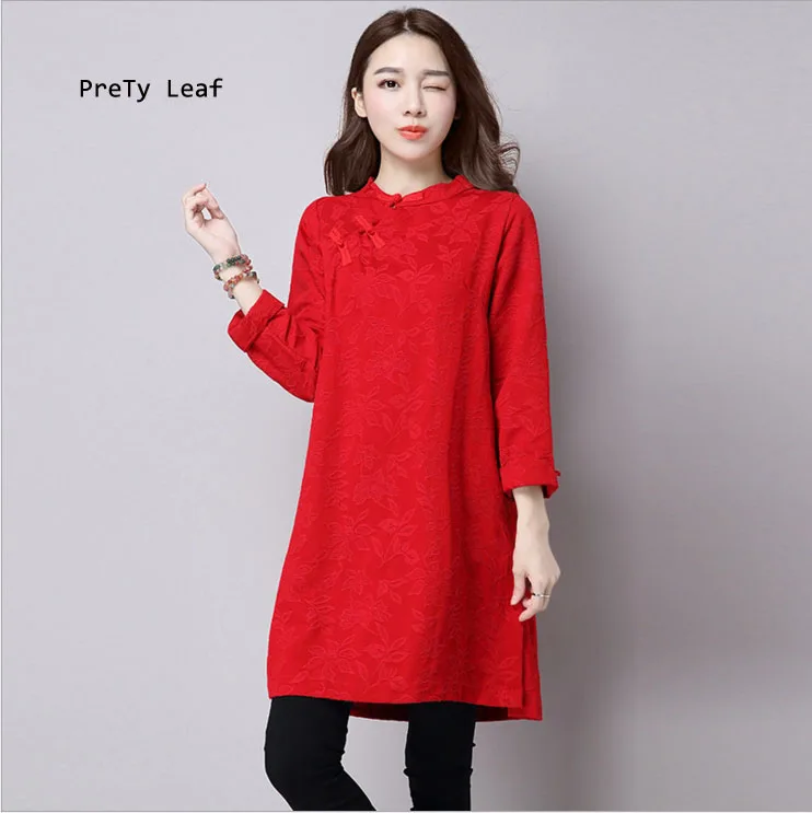 2017 Новый Национальный Ветер жаккардовые Ретро пряжки в длинный абзац свободные с