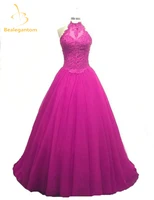 bealegantom 2021 halter lace a line quinceanera dresses with appliques crystal sweet 16 dresses vestidos de 16 party gowns q100