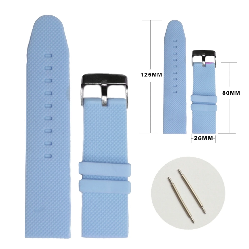 Силиконовый желеобразный резиновый ремешок для часов 26 мм много цветов унисекс