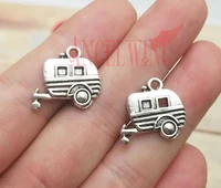 20pcslot 19x17mm camper trailer penadnts antique silver plated travel camping charms diy supplies jewelry making accessories