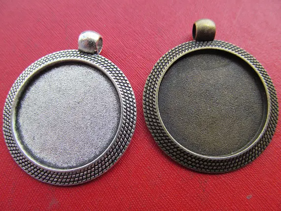 Antique Bronze 50 шт. 32 мм тяжелый античный серебряный тон/Античная бронзовая граница круглая со вставкой Подвеска Шарм/поиск, подходит 25 мм кабошон/Камея - Цвет: Antique Bronze