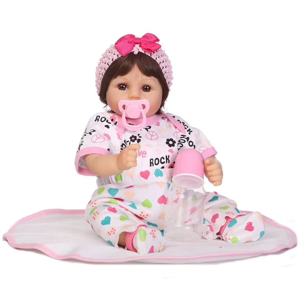 48cm Reborn silicone babies dolls 19&quot little girl with blanket and bottle as kids lovely birthday gift bonecas | Игрушки и хобби