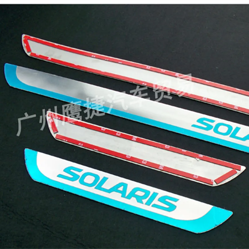 Накладка на порог автомобильной двери для Solaris 2010- 2016 защитная из нержавеющей