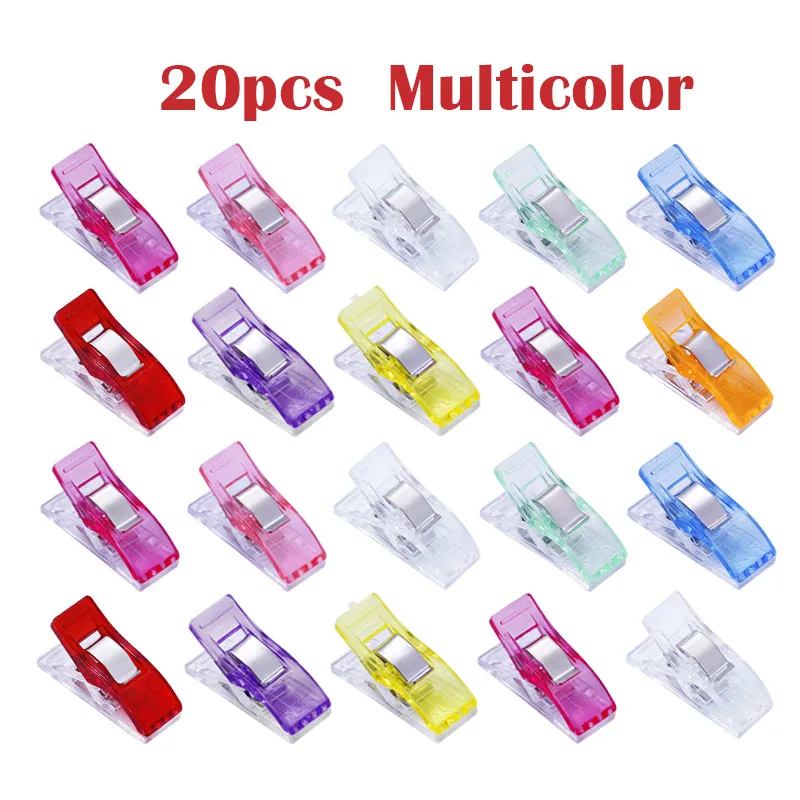 20pcs Multicolor LMDZ 20 шт. пластиковые зажимы для шитья, для шитья, крафта, вязания крючком, безопасные зажимы разных цветов, скрепки для бумаги - Цвет: 20pcs Multicolor