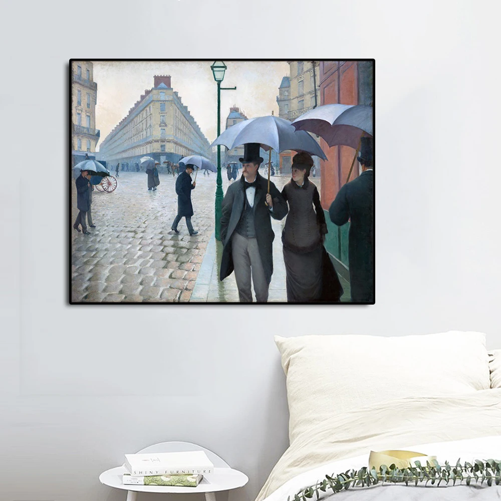 City in Rain Famous Oil Painting Wall Art Poster Print Canvas Calligraphy Decor Picture for Living Room Home | Дом и сад