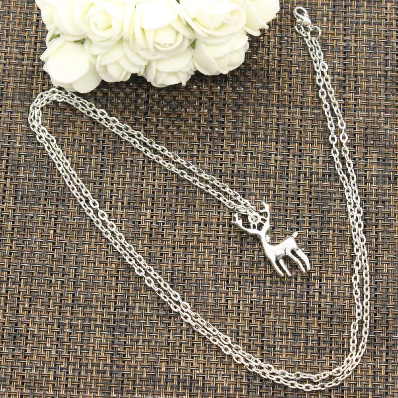 New Fashion Tibetan Silver Pendant Christmas deer sika Choker Charm Short Long DIY Necklace Factory Price Handmade jewelry