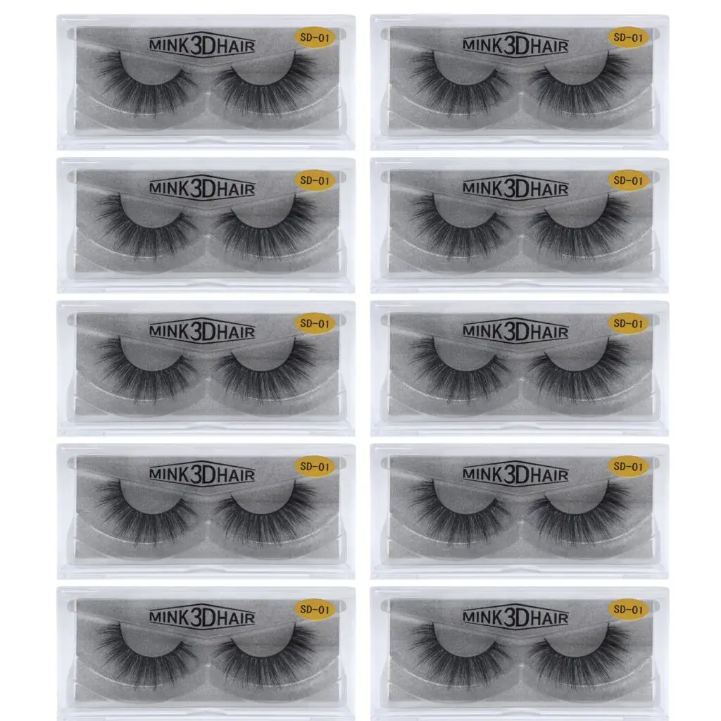 SD01(10Pairs) 10 пар норковых ресниц 3D норковых ресниц безжалостные ресницы ручной работы многоразовые натуральные ресницы Популярные Накладные ресницы для макияжа - Цвет: SD01(10Pairs)