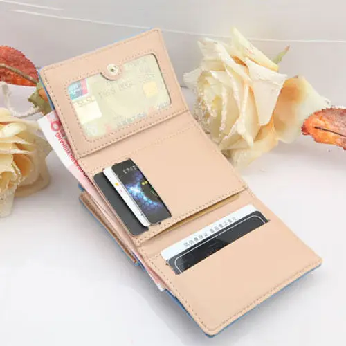 Новый женский модный кожаный кошелек на пуговицах клатч Дамская короткая сумка |