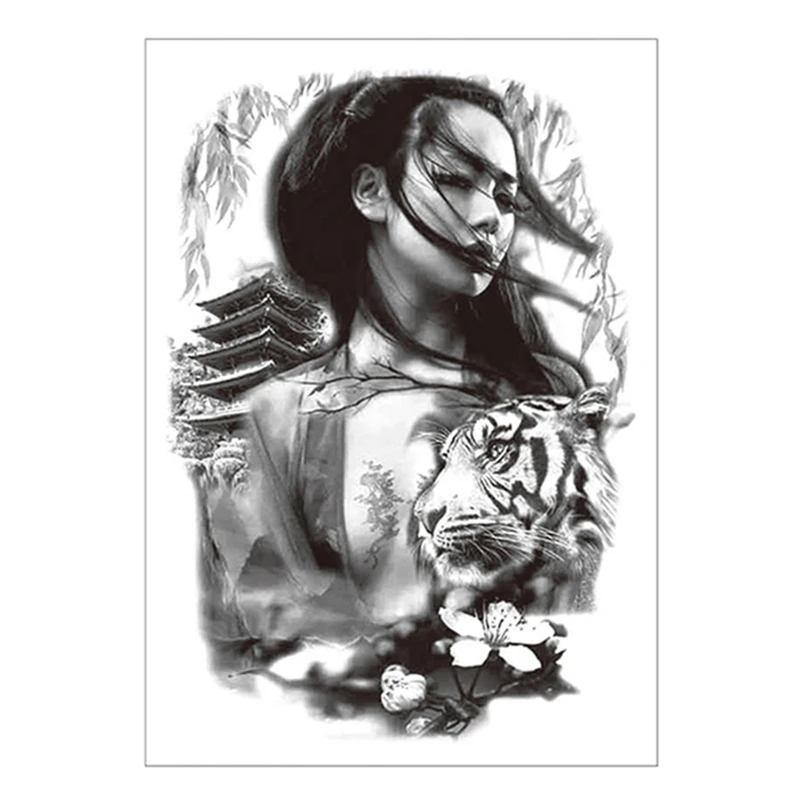 Tiger girl временная татуировка наклейка 15*21 см флэш тату s водонепроницаемая мнимый