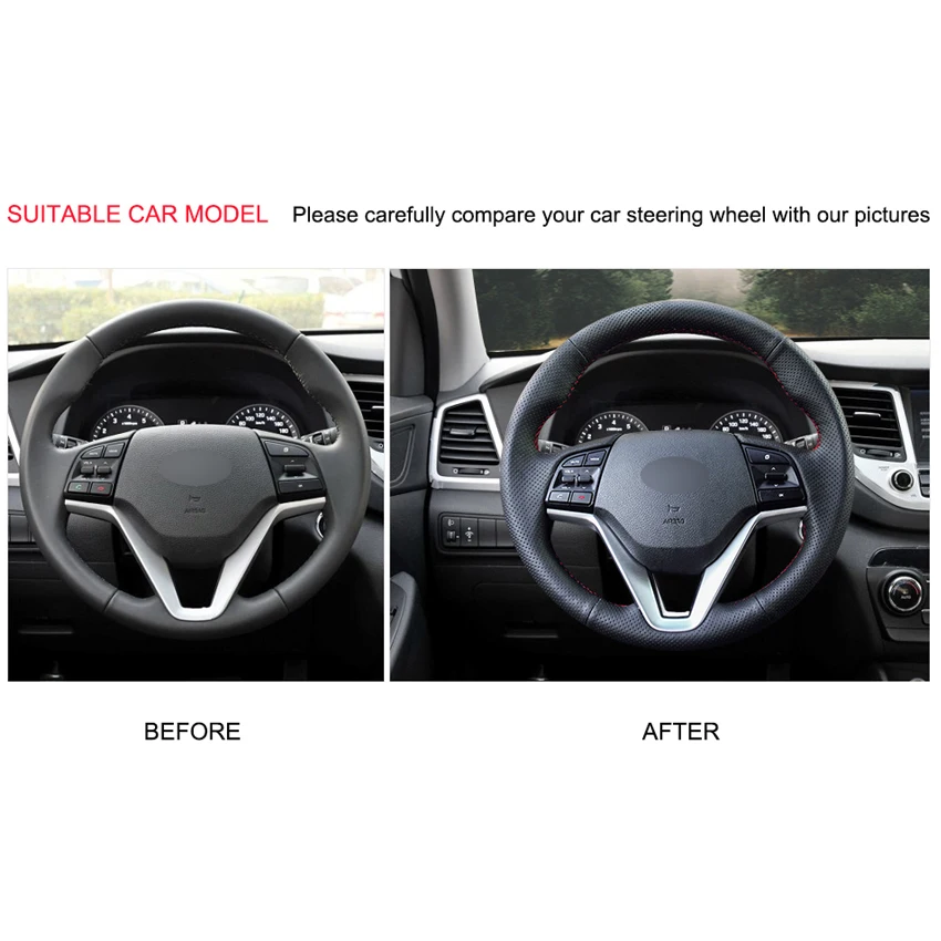 Прошитая вручную черная искусственная кожа для Hyundai Tucson 3 2015 2016 2017 2018 2019 Accent |