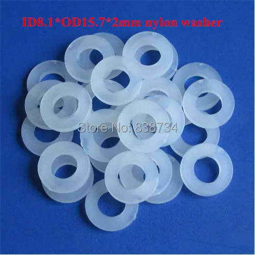 

500pcs ID8.1mm*OD15.7mm*2mm thickness insulation seal shockproof m8 white nylon flat washer