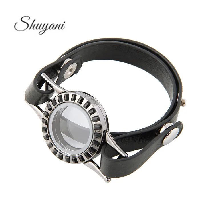 5 шт./лот 30 мм круглый браслет со стразами из сплава и стекла плавающий медальон