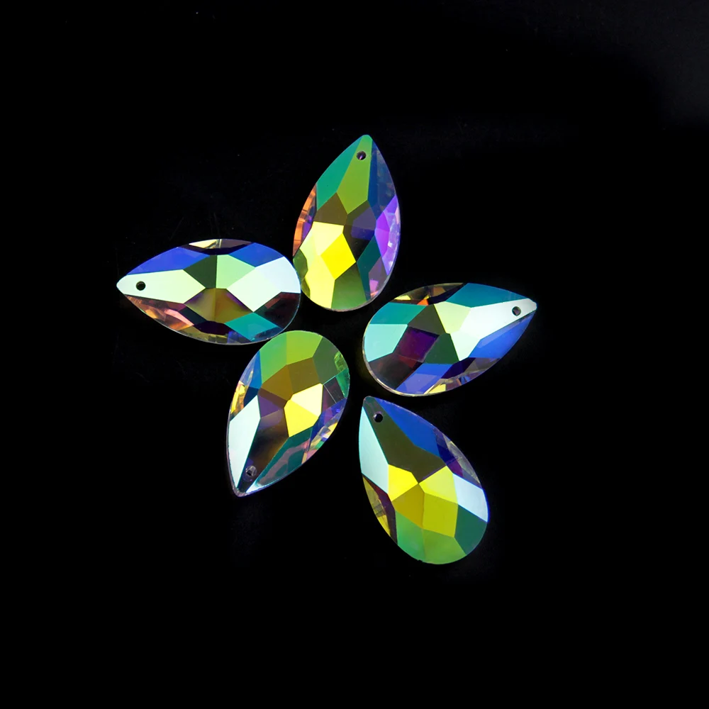 

192pcs/Lot Ab Color 50mm Crystal Faceted Pear Shape, Angle Tear Crystal Prisms