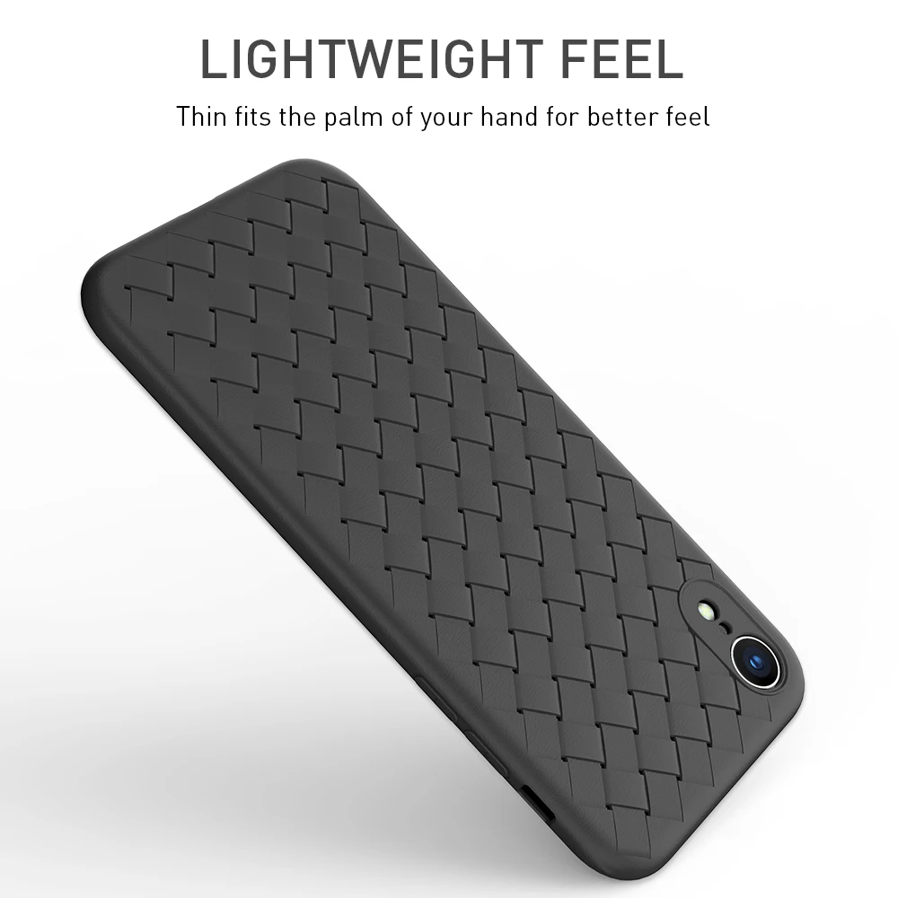 KEYSION Super Soft Phone Case For iPhone XR X Luxury Grid Weaving Cases XS Max Radiating Cover Silicone |
